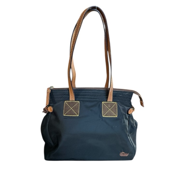 Dooney & Bourke Handbags - Dooney & Bourke Black with Brown Leather Trim Nylon shoulder tote bag